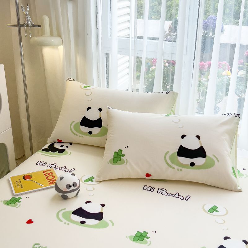 2024新款全棉花卉卡通四件套单品系列-单枕套 48*74cm枕套一对 快乐熊猫