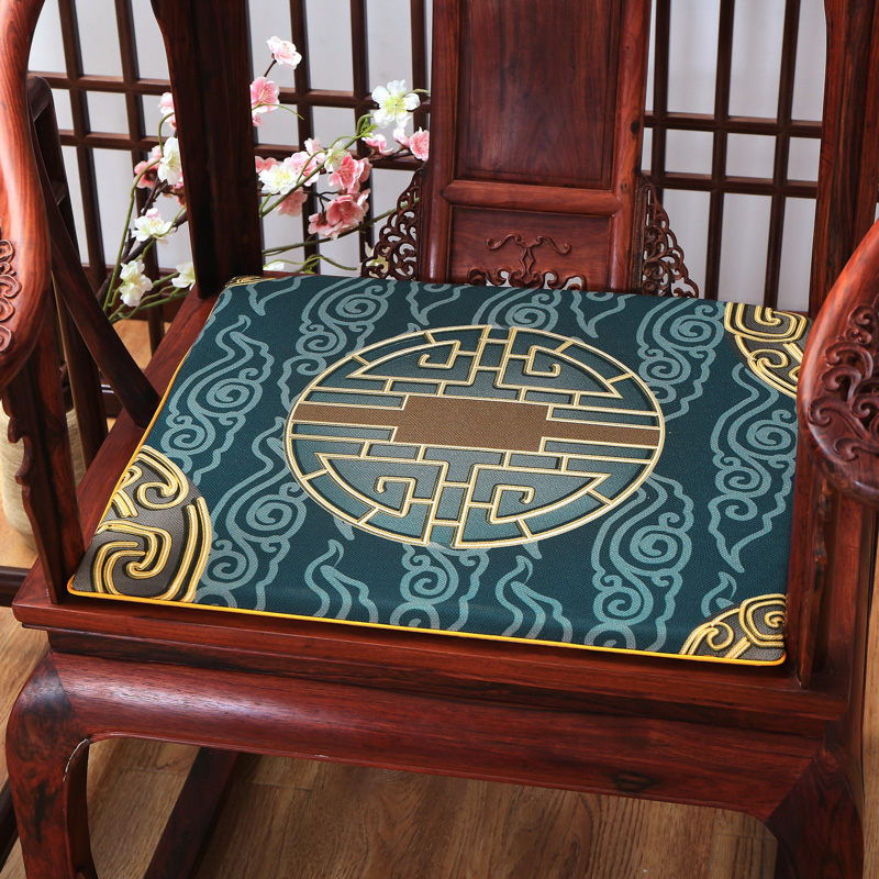 麻布印花新中式坐垫红木沙发垫系列 中式太师椅垫 双鱼团花 40x40x2cm 中式-兰福