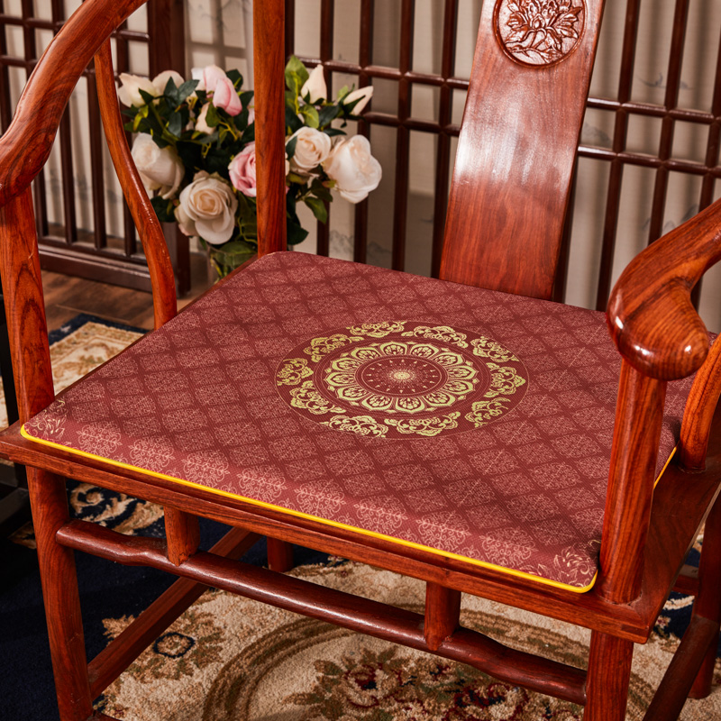 2023新款麻布印花新中式坐垫红木沙发垫系列 中式太师椅垫 喜临门 40x40x2cm 格调红