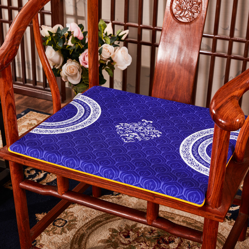 2023新款麻布印花新中式坐垫红木沙发垫系列 中式太师椅垫 喜临门 40x40x2cm 青花瓷