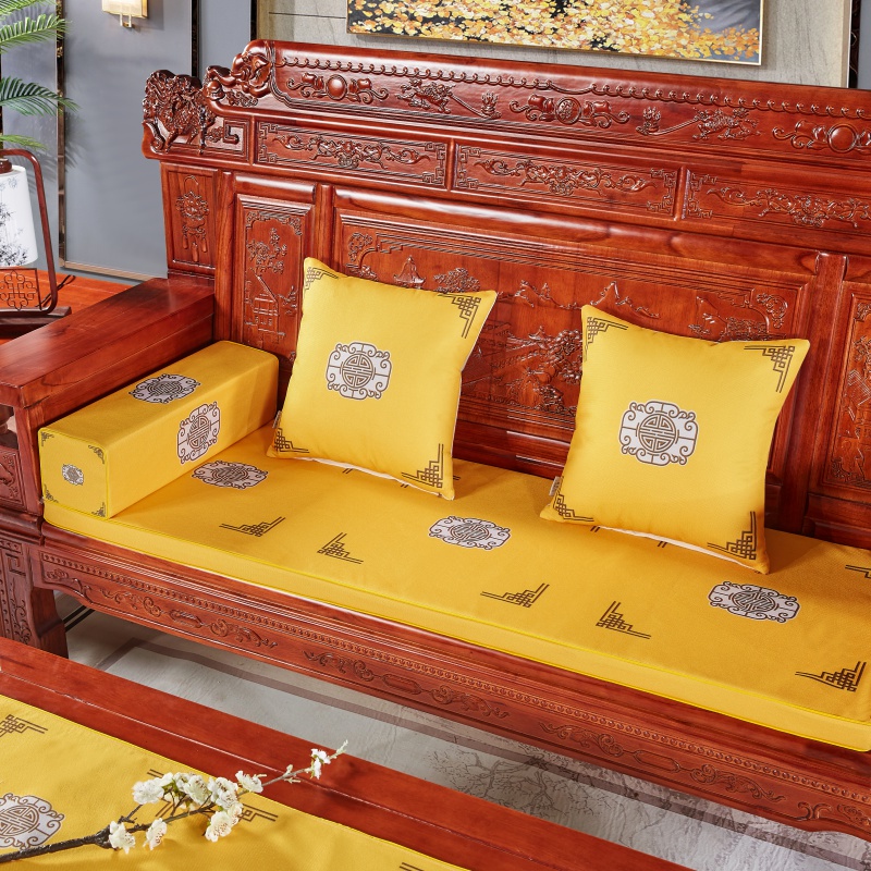 2023新款新中式坐垫红木沙发垫 每平方（单套子，不含海绵） 福禄黄
