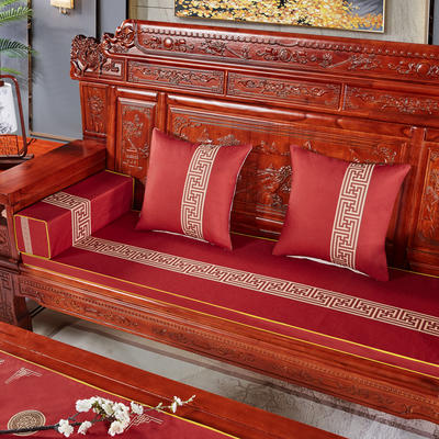 2023新款新中式坐垫红木沙发垫 (2) 每平方（单套子，不含海绵） 回纹花-红