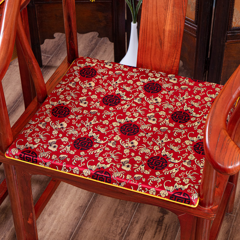 2023新款百搭新中式织锦缎坐垫红木沙发垫 40X40cm（海绵2.5cm） 锦上添花