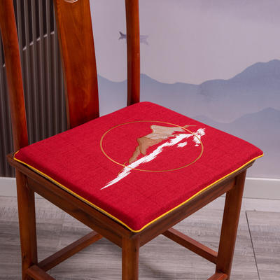 2023新款山居图刺绣餐椅垫中式坐垫红木沙发垫系列 40*40*2.5cm 山居图-红
