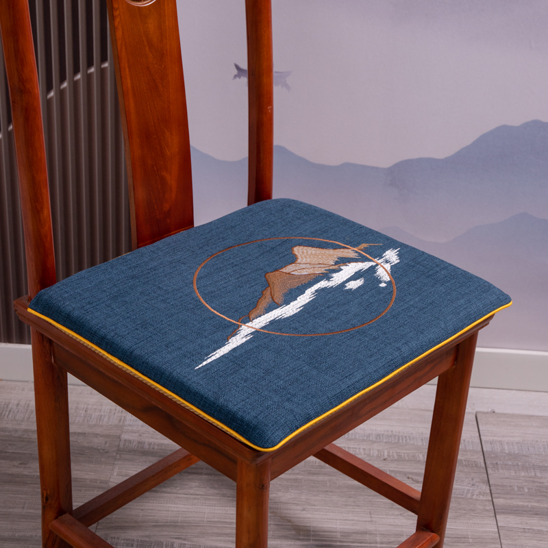 2023新款山居图刺绣餐椅垫中式坐垫红木沙发垫系列 40*40*2.5cm 山居图-兰