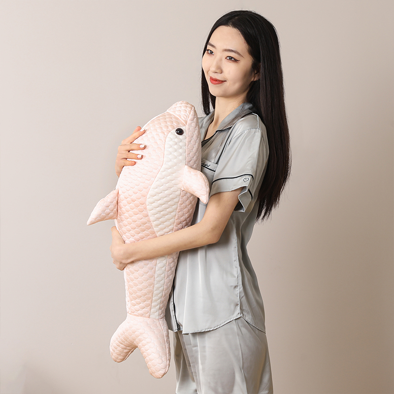 2023新款3D凉感豆豆海豚抱枕 长度85*高度18cm 粉色海豚
