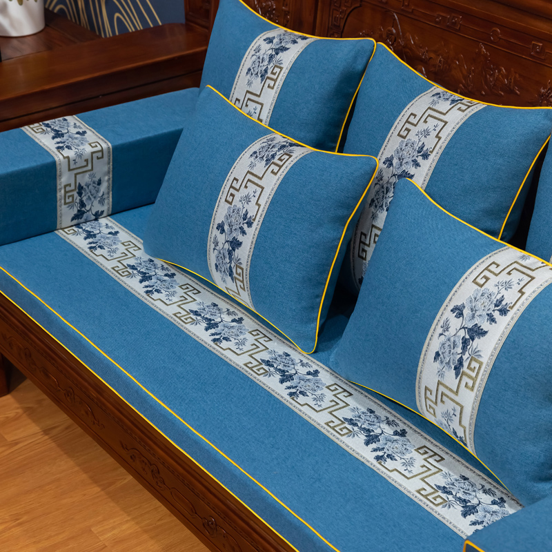 2023新款新中式红木家具沙发坐垫青花瓷沙发垫 2.5cm厚度定做/平方 青花瓷-蓝