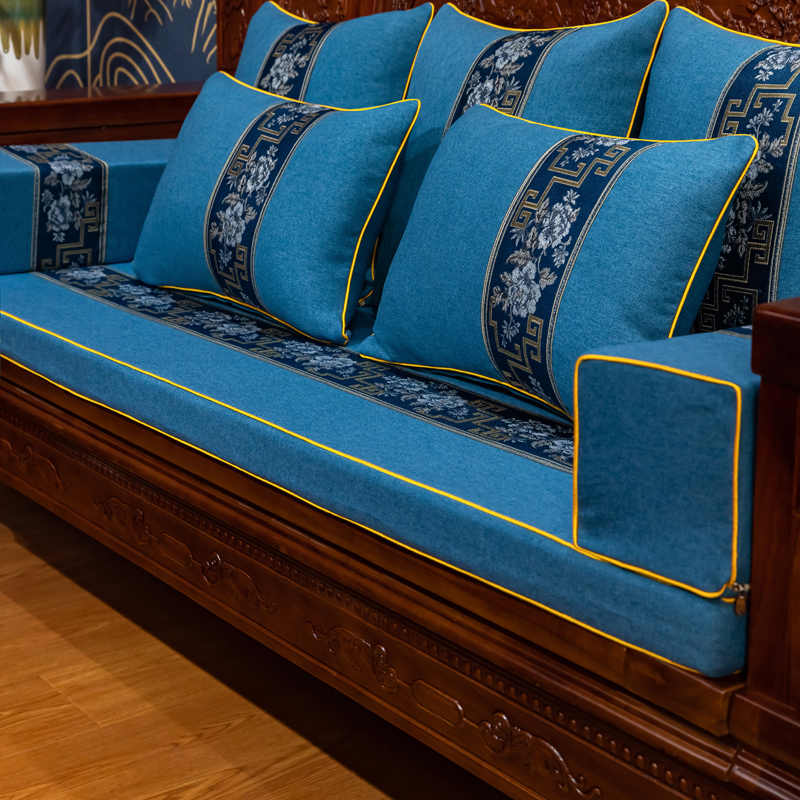 2023新款新中式红木家具沙发坐垫青花瓷沙发垫 2.5cm厚度定做/平方 青花瓷-藏青