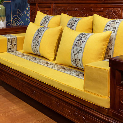 2023新款新中式红木家具沙发坐垫青花瓷沙发垫 2.5cm厚度定做/平方 青花瓷-黄