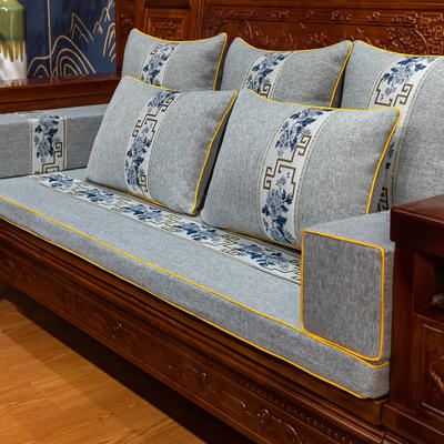 2023新款新中式红木家具沙发坐垫青花瓷沙发垫 2.5cm厚度定做/平方 青花瓷-灰