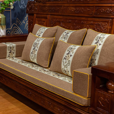 2023新款新中式红木家具沙发坐垫青花瓷沙发垫 2.5cm厚度定做/平方 青花瓷-咖