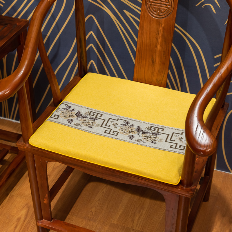 2023新款中式坐垫椅垫红木沙发垫圈椅垫 40*40*3cm 青花瓷黄