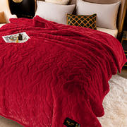 2023新款纯色仿裘皮保暖毛毯 云毯 婚庆毯  毛毯 200cmx230cm 大红