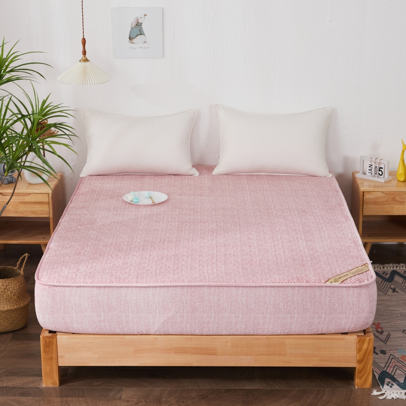 2021新款纯色牛奶绒单床盖/单床笠 同色枕套一对 藕粉