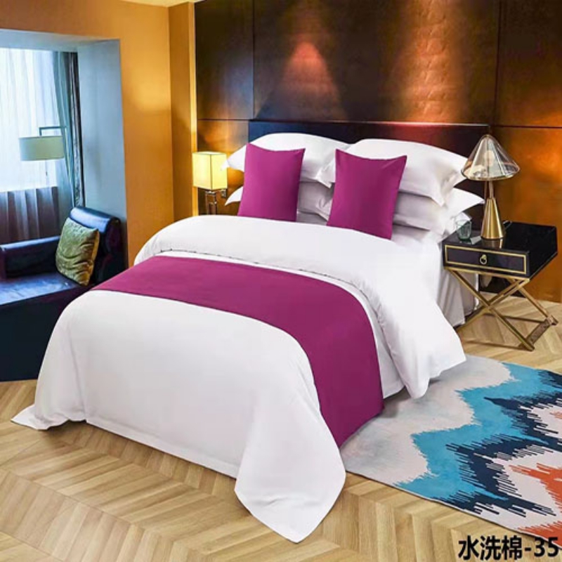 2023新款安力森纯色床尾巾酒店系列 1.5床（50*210） 彩棉紫