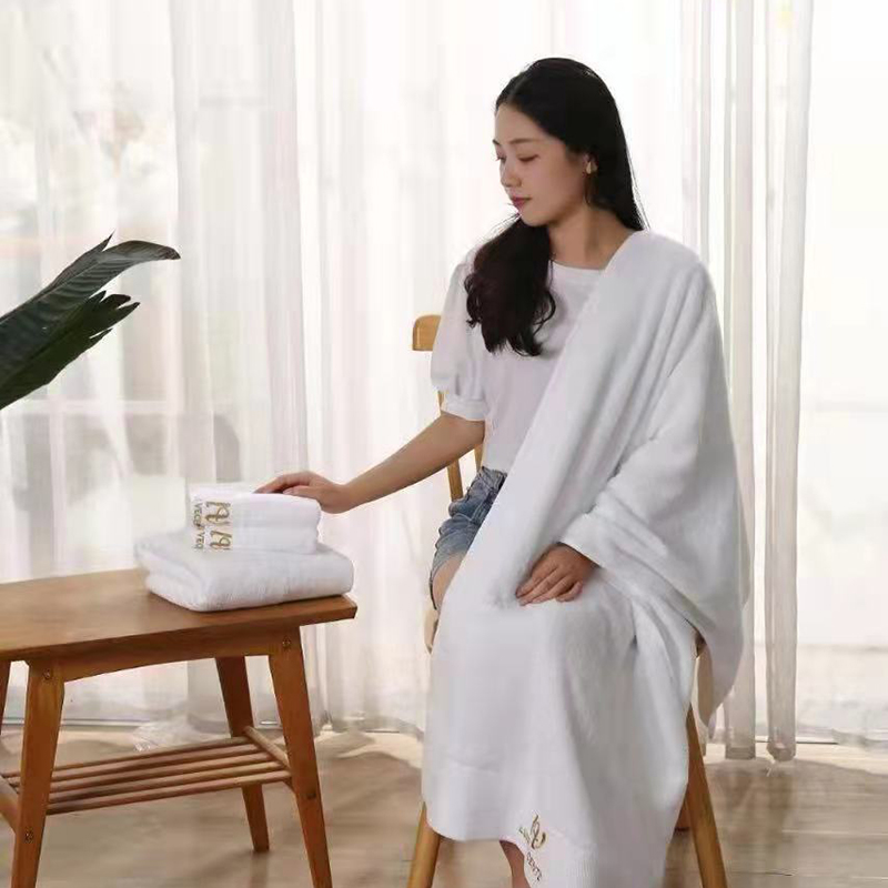 2021新款缎档设计包边工艺款毛巾浴巾酒店系列 白色毛巾