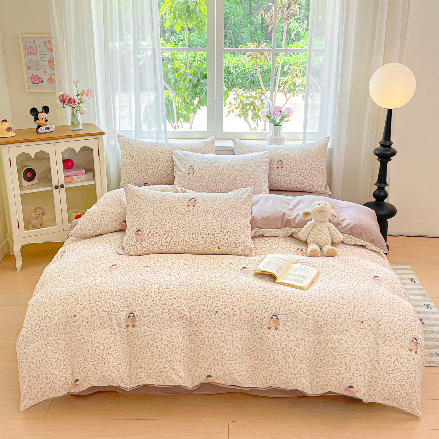 2025新款皱皱纱印花系列四件套 寻梦+深咖