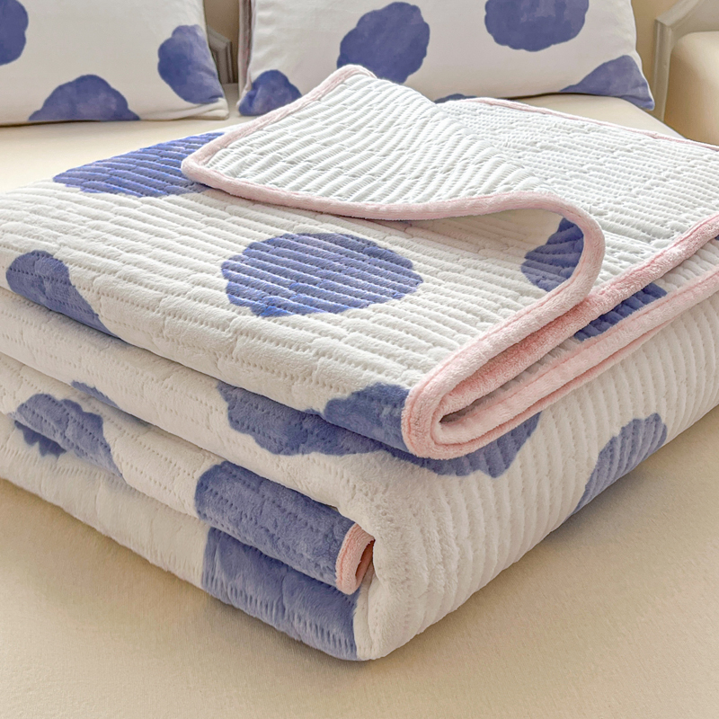 2025新款亲肤牛奶绒床盖系列 牛奶绒床盖-趣点妙绘