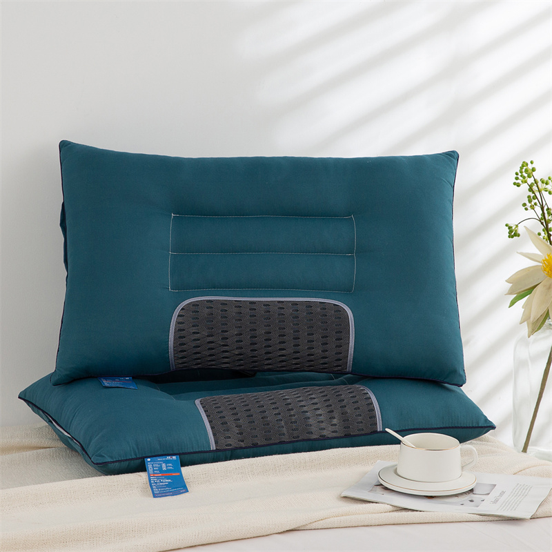 2022热款 矩形网 纯色决明子磁石枕 单人枕芯 枕头 护颈枕芯 42*65±2cm蓝色