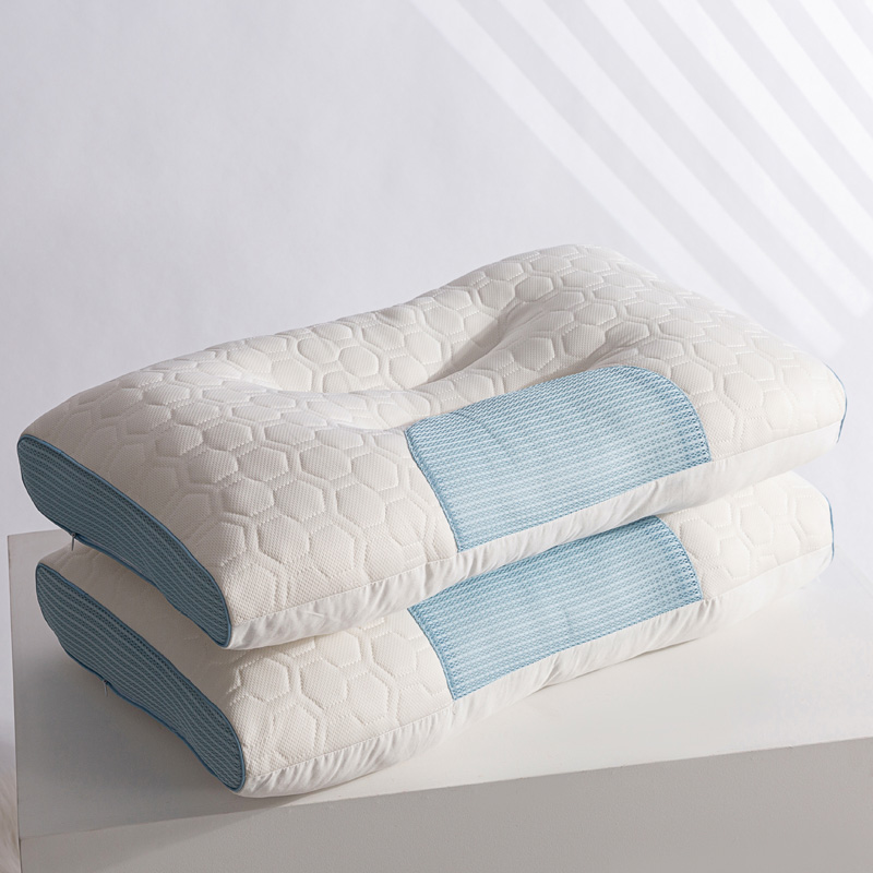 2023新款乳胶+针织棉spa枕 单人枕芯 枕头 护颈枕 spa枕+乳胶夹层（冰蓝）45*70cm