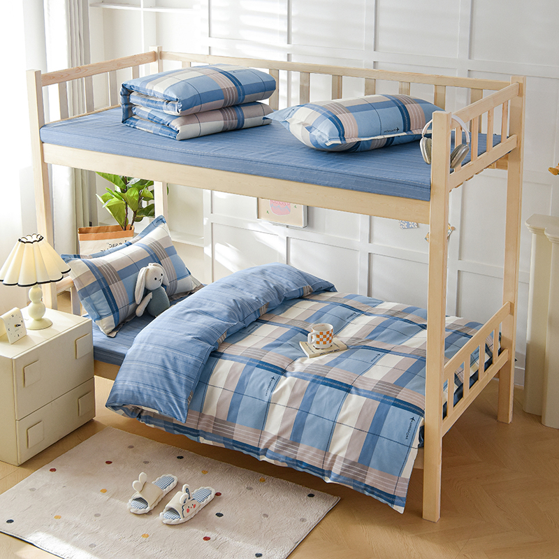 2025新款全棉13372学生宿舍床单款印花三件套上下铺六件套-系列一 米拉之城-蓝