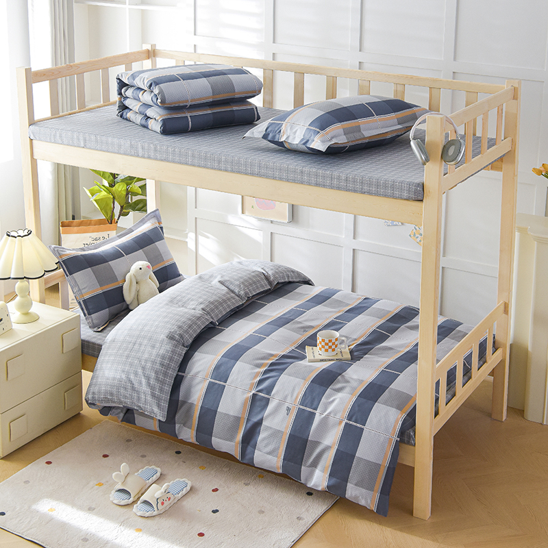 2025新款全棉13372学生宿舍床单款印花三件套上下铺六件套-系列一 夏曲-灰