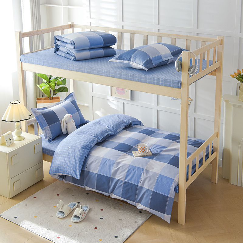 2025新款全棉13372学生宿舍床单款印花三件套上下铺六件套-系列一 向往生活-蓝