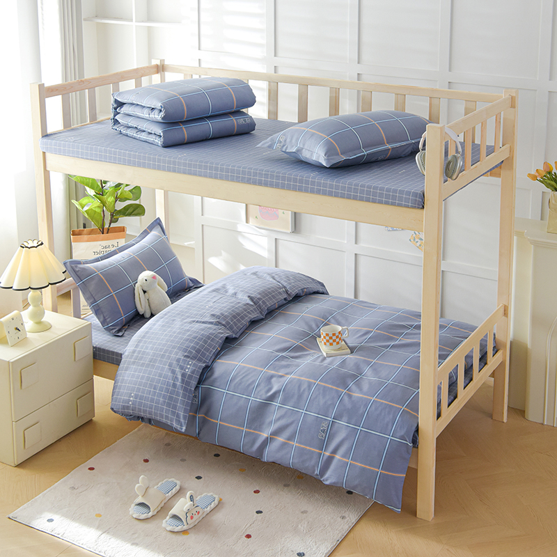 2025新款全棉13372学生宿舍床单款印花三件套上下铺六件套-系列一 新都时尚-灰