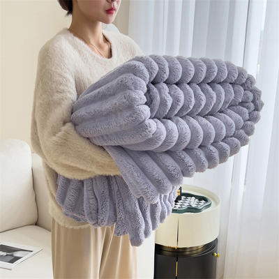 2023新款时尚多功能兔绒毛毯 1.5*2.0m单毛毯 兔毛紫
