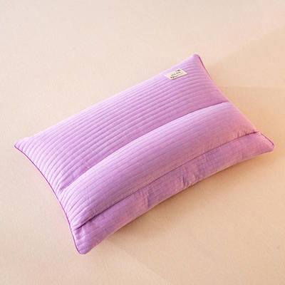 依米娜   新款全棉砂洗荞麦牵引枕枕头枕芯 40*55cm/只 浅紫