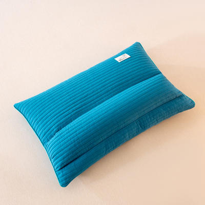 依米娜   新款全棉砂洗荞麦牵引枕枕头枕芯 40*55cm/只 深蓝