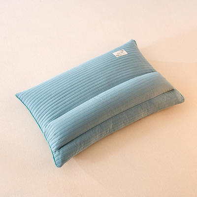 依米娜   新款全棉砂洗荞麦牵引枕枕头枕芯 40*55cm/只 浅蓝