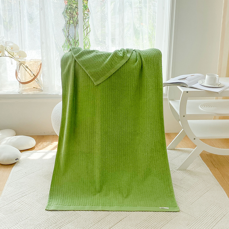 2024新款全棉素色浴巾 似水流年绿色-70*140cm浴巾