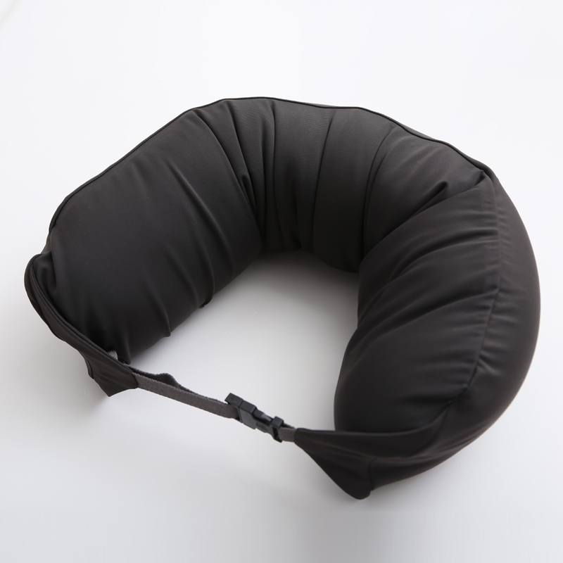【粒子U枕】2020新款无印粒子U型枕良品旅行枕便携U枕16.5*67cm 光滑黑色