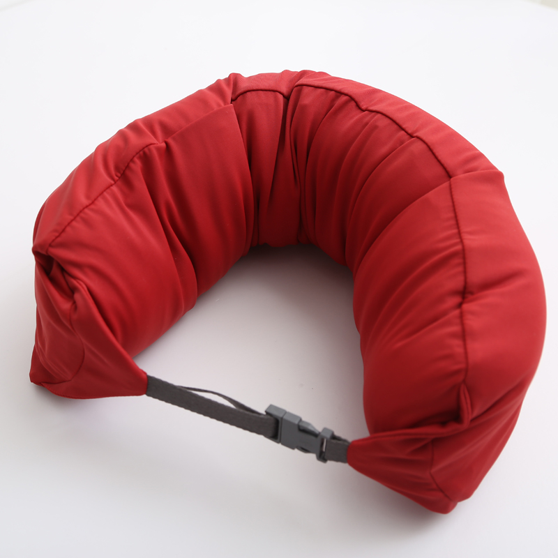 【粒子U枕】2020新款无印粒子U型枕良品旅行枕便携U枕16.5*67cm 光滑酒红