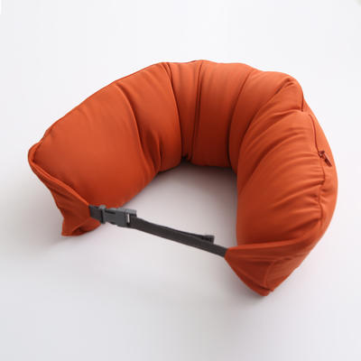 【粒子U枕】2020新款无印粒子U型枕良品旅行枕便携U枕16.5*67cm 光滑橘色