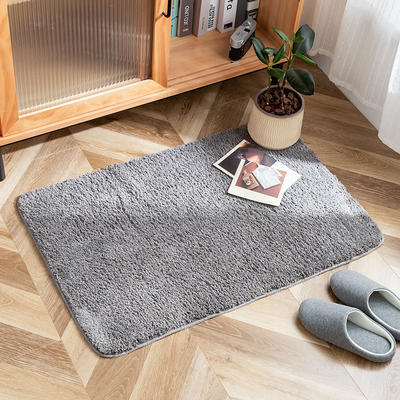 【地毯】日式无印地毯良品厨房卫生间地垫纯色防水毛绒地毯客厅地毯简约 50X80cm（入户门/床边） 珊瑚红
