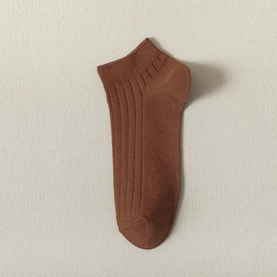 【女士船袜抽条款】日式无印女士休闲舒适棉袜良品抽条女式船袜透气袜 女士均码 铁锈红