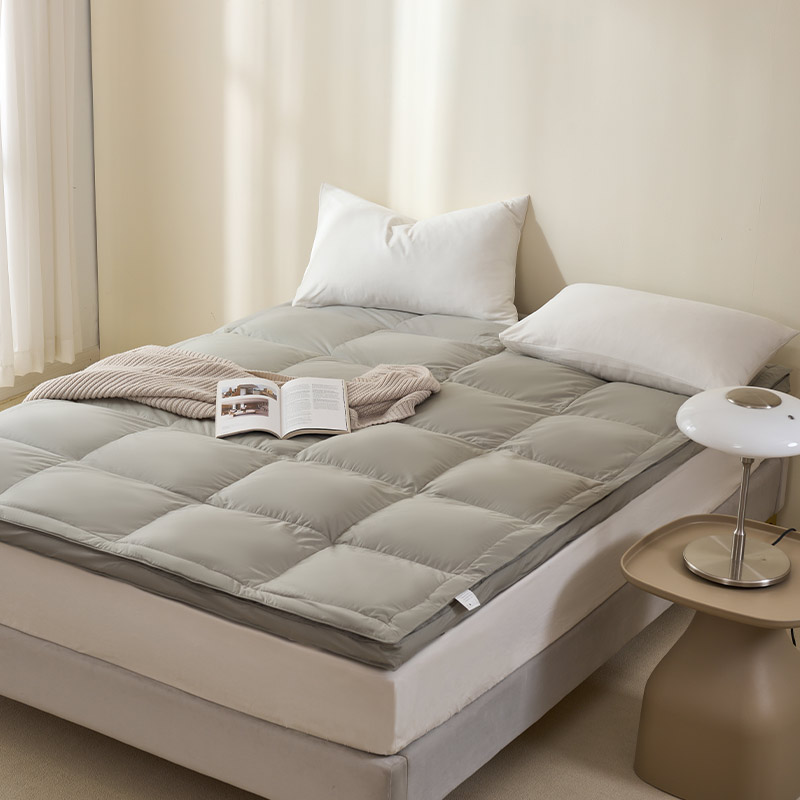 2022新款[特价]日式无印西川羽绒床垫良品床垫纯色双层保暖羽绒床褥特价 1.8m(6英尺床） 灰色