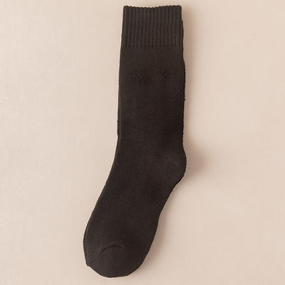 2022新款日式无印男士加绒长筒袜良品棉质保暖秋冬男款长袜高筒加厚长筒袜 均码（43码内可穿） 黑色