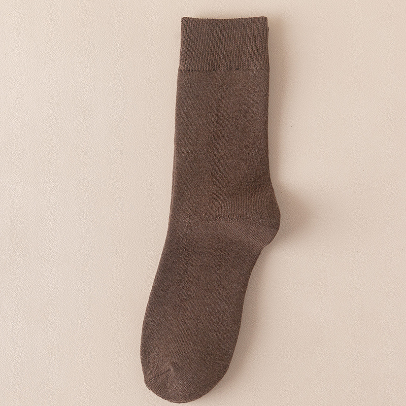 2022新款日式无印男士加绒长筒袜良品棉质保暖秋冬男款长袜高筒加厚长筒袜 均码（43码内可穿） 咖色