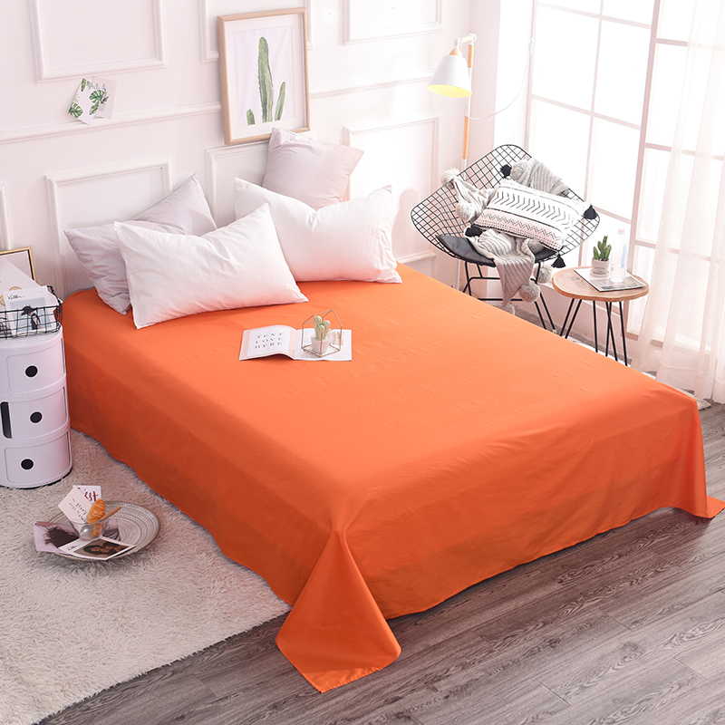 床单 单品床单 全棉床单 230*250cm（适合1.5-1.8米 橘色