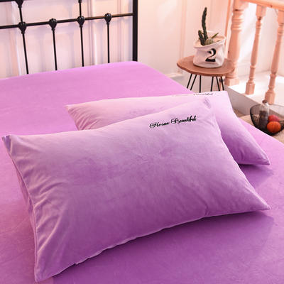 枕套 水晶绒枕套 学生枕套 宝宝绒枕套 单品枕套一对装 48cmX74cm 香芋紫
