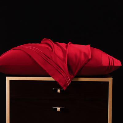 枕套 长绒棉枕套 60支贡缎枕套 绣花长绒棉枕头套2021新品 48cmX74cm 岁月红