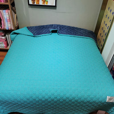 2021新款色织水洗棉盖毯 200cmx230cm 纯色蓝