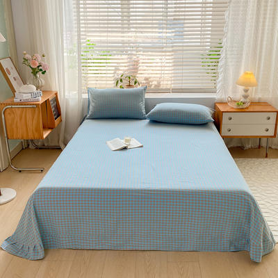 2024新款全棉色织水洗棉床单单件家用学生宿舍床单 160cmx230cm床单 卡洛斯