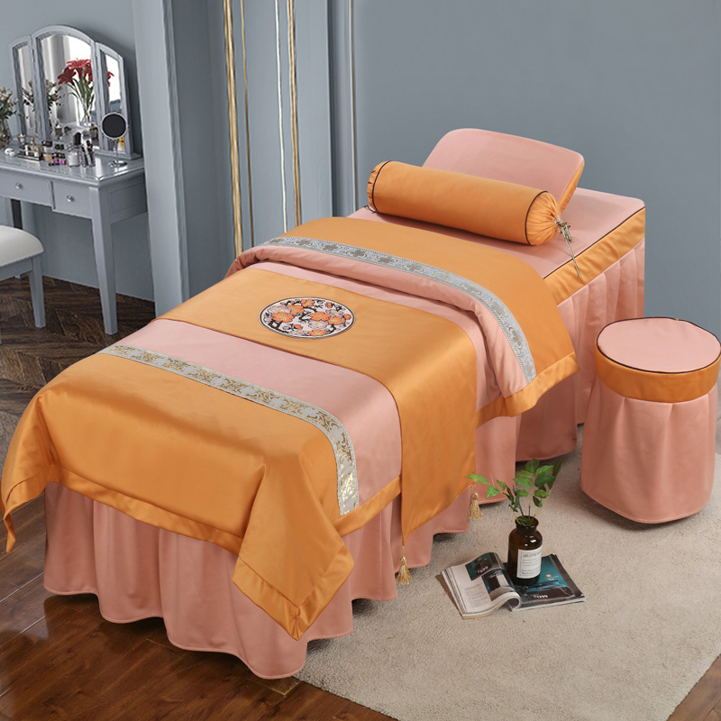 2020新款美容床罩--洛丽塔 60*180方头床罩五件套 玉色