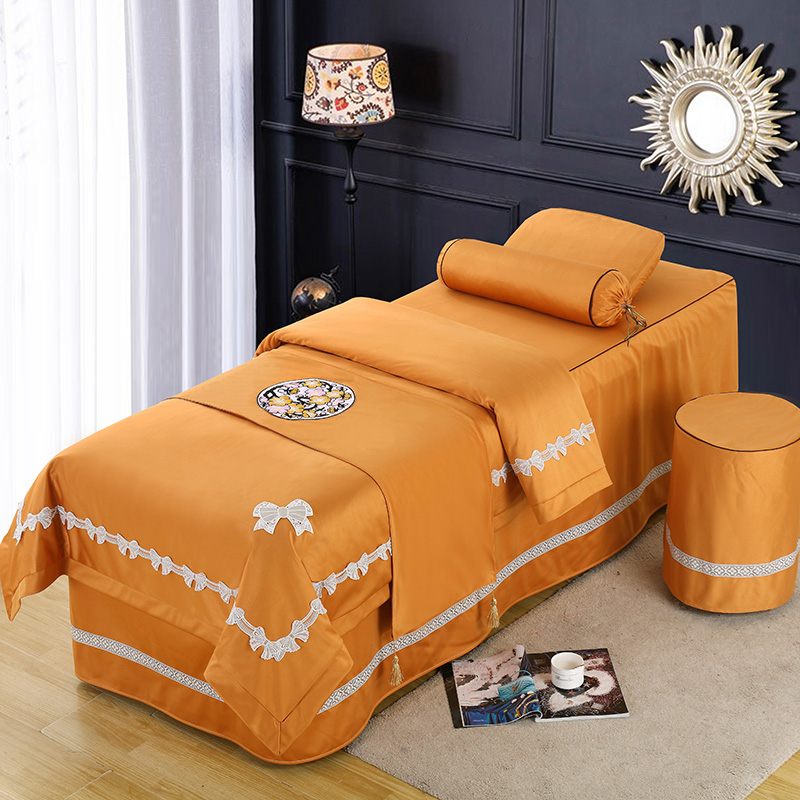 2020新款美容床罩荷兰尼清仓特价款 卖完下架--约定系列 60*180方头床罩五件套 约定橘黄
