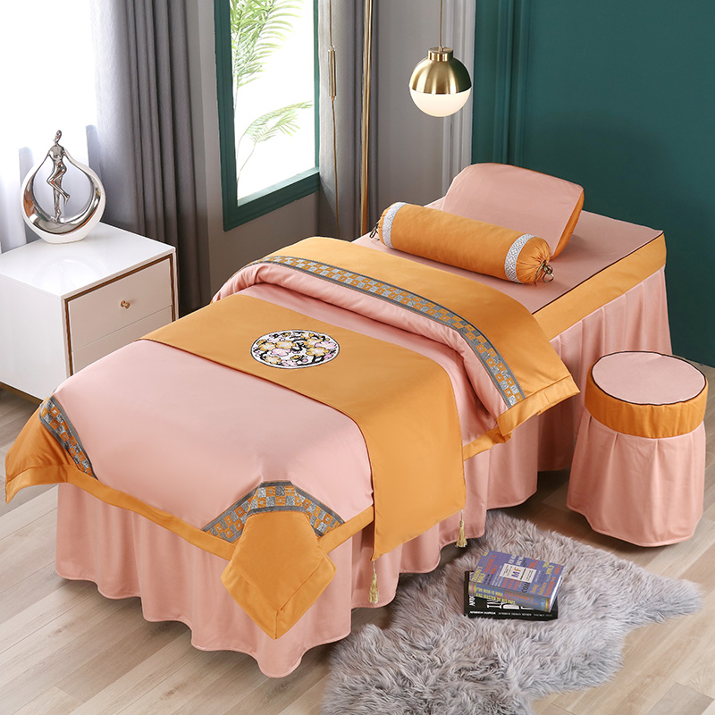 2021新款欧洲尼美容床罩--盛夏光年系列 60*180方头床罩四件套 盛夏光年-玉色