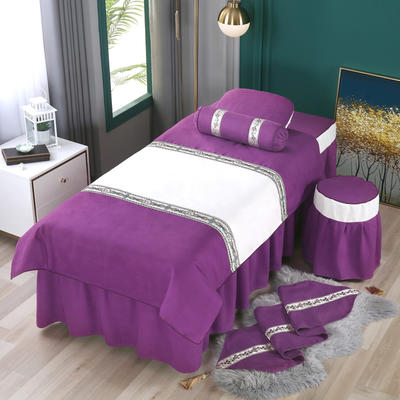 2021新款雪芙妮美容床罩--古韵佳人系列 60*180方头床罩四件套 古韵佳人-紫